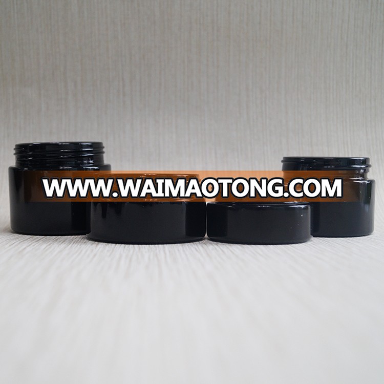 factory directly Cosmetic cream packaging 30 g 50 g empty all black uv glass jar with lids Z03